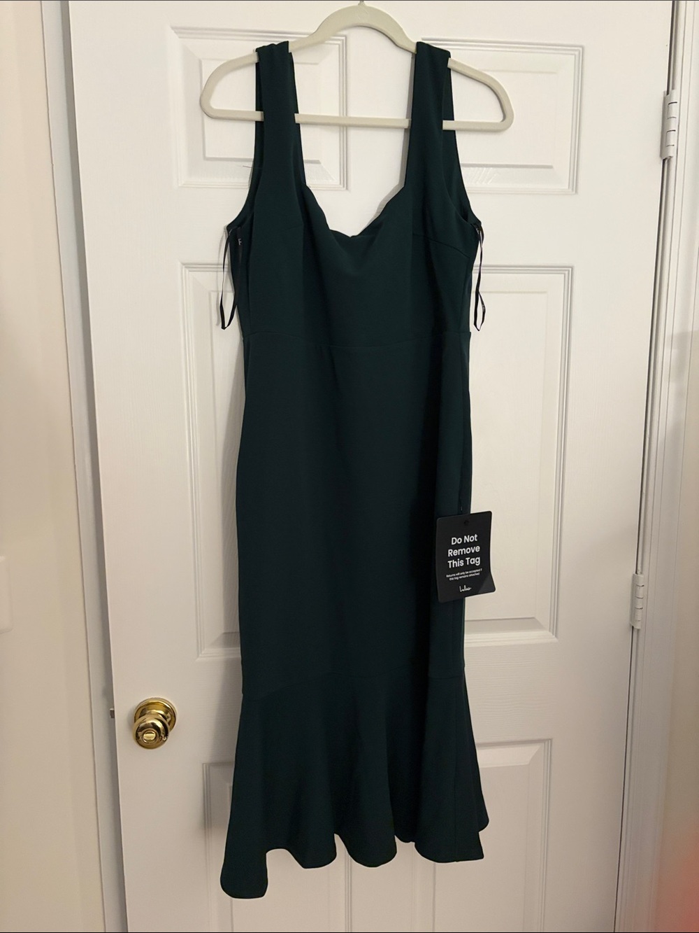 Lulu Moment Maker Emerald Square Neck Trumpet Midi Dress